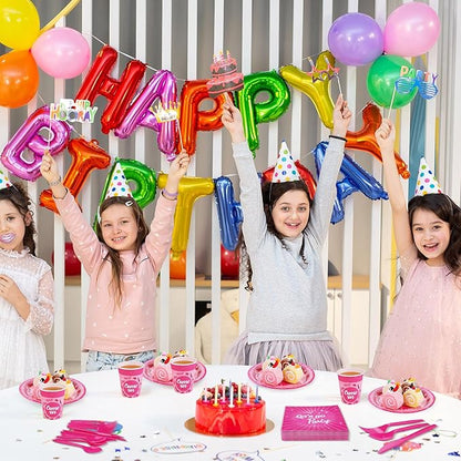 Kochorie 400 Pieces Let's Go Girls Party Tableware Sets Including Disposable Paper Plates Cups Napkins Cutlery Serves 50 for Birthday Disco Pink Cowgirl Bachelorette Party Decorations