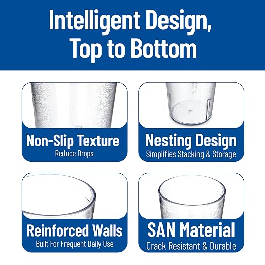 Carlisle FoodService Products Reusable Plastic Cups, 16 oz, 24 Pack | Stackable - Image 5