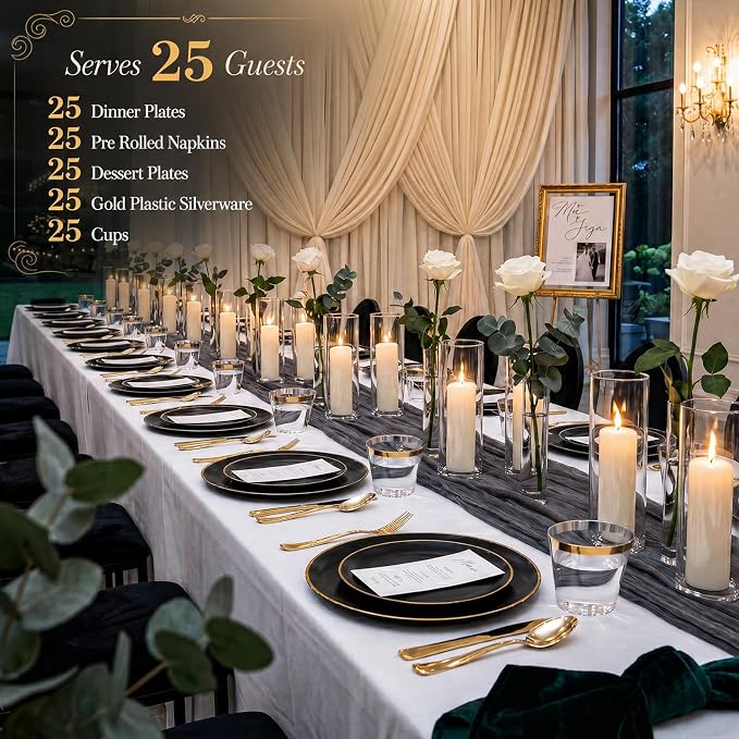 KIRE 175Pcs Black Plates Disposable - Image 2