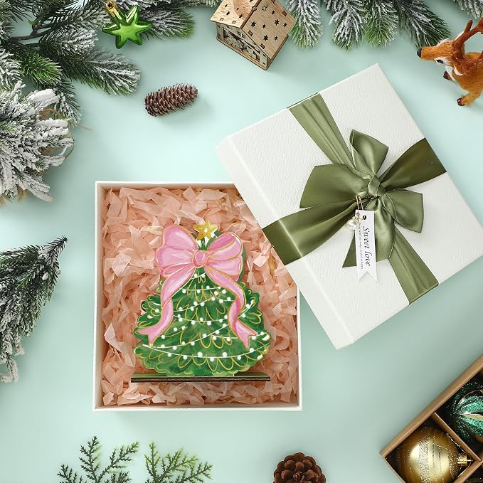 Christmas Tree Napkin Holder for Tables Pink Bow Christmas Tree Napkin Holder - Image 4