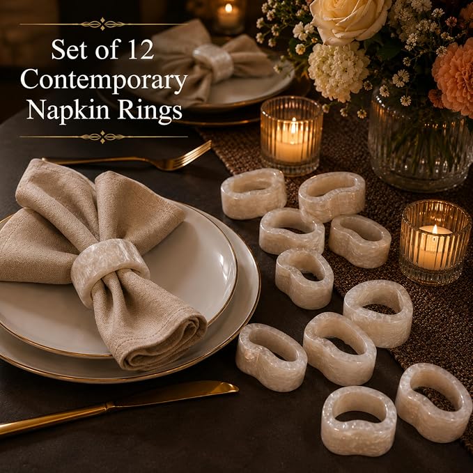 White Resin Napkin Rings, 2x2.25x0.75 in each, handcrafted resin, dining & - Image 4