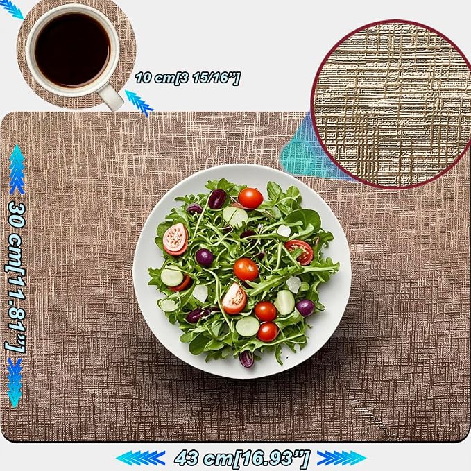 Elegant Placemats and Coasters Set 6, Vinyl Washable Place Mats - Image 5