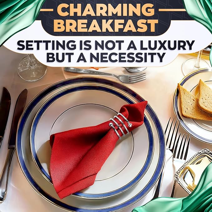 8 Pcs Silver Napkin Rings, Round Metal, 1.83 in Diameter | Cloth Napkin Holder - Image 6