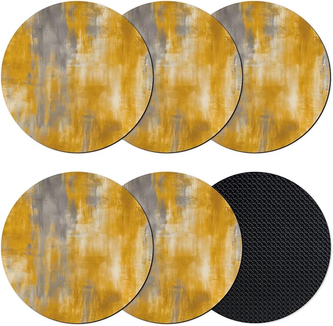 Orange Gray Coasters Set of 6, Absorbent Coasters by Unknown