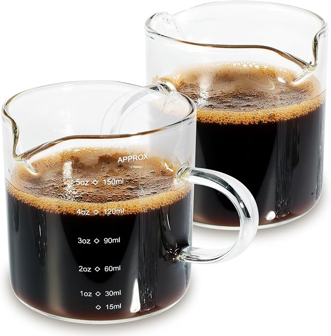 QUMMFA 5OZ Espresso Cups, Double Spouts Espresso Shot Cups by QUMMFA