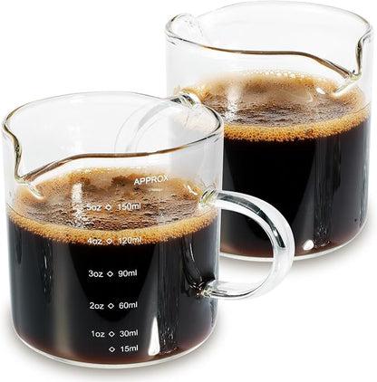 QUMMFA 5OZ Espresso Cups, Double Spouts Espresso Shot Cups by QUMMFA