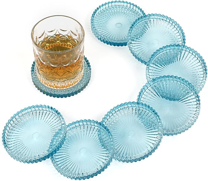 Modern Clear Coaster Set of 8- Glass Coasters by Unknown