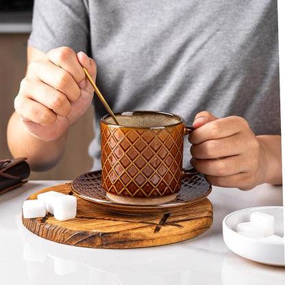 GBhome 6 OZ Stackable Coffee Mugs Set of 4, Ceramic Coffee Cups Set | 4 - Image 5