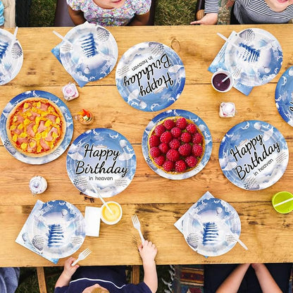 96 Pcs Happy Birthday in Heaven Party Decorations, Serves 24 | Funeral - Image 7