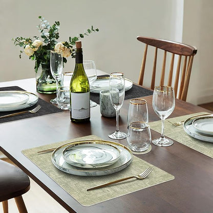 Fyvva Placemats Set of 4 Wipeable Reversible Faux Leather - Image 6