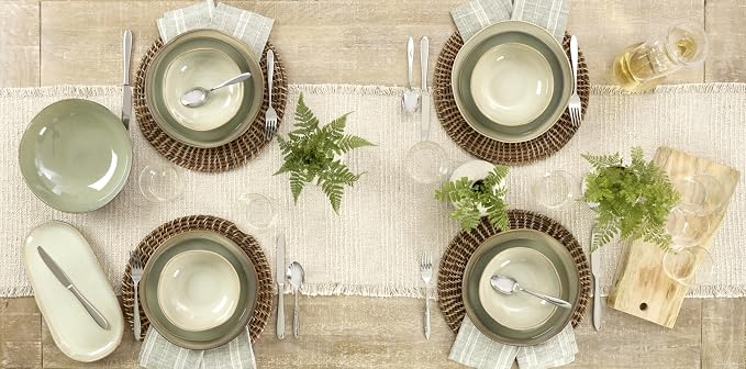 Oneida Organic Shades Sage Green Stoneware 2-Piece Serving Platter Set | - Image 10