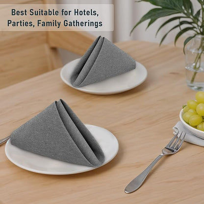 Ruvanti Cloth Napkins Set of 12, 18x18 Reusable Napkins Cloth Washable, Soft & Durable Table Napkin, Poly Cotton Fabric Dinner Napkins for Parties, Christmas, Thanksgiving, Weddings - Black Beauty