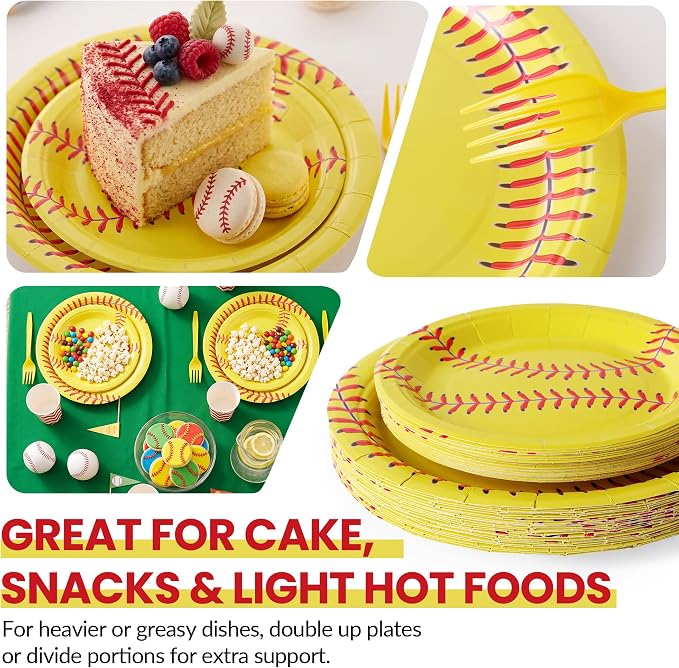 100 Pcs Disposable Softball Party Tableware Set - Image 3