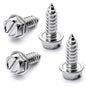 Chrome License Plate Screw Kit - Set of 4 Stainless Steel Fasteners for License Plates, Frames, and Covers on Domestic Cars, Trucks, Vans, SUVs - Rustproof, Self Tapping Mounting Bolts (Chrome Plated)
