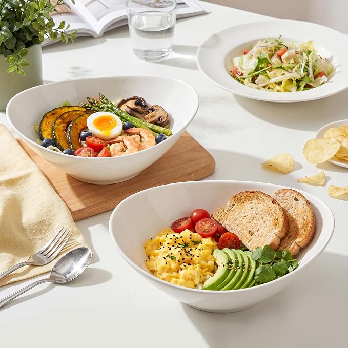 Teocera 7 Inch Salad Bowls Set of 4, 28 oz Large Bowls– Microwave & Dishwasher - Image 4