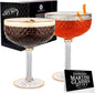 VEMACITY - Embossed Espresso Martini Glasses Set of 2 (10oz) - Gold Rim Coupe Glasses for Cocktails, Champagne & Margaritas - Vintage Art Deco Design | Ideal for Martinis and Margaritas