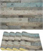 Rustic Plank Placemat Set, Vintage Old Shabby Colorful Beige Brown Blue Farmhouse Barn Wooden Board Pattern Home Decor Linen Table Mats for Dining Room Kitchen Party (17x12in) x4P