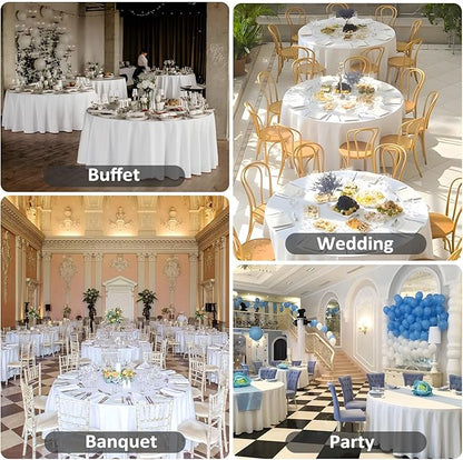 8 Pack White Round Tablecloth 108 Inch White Table Cloth Stain and Wrinkle Resistant Reusable and Washable Polyester Fabric Table Covers for Buffet Wedding Party and Banquet