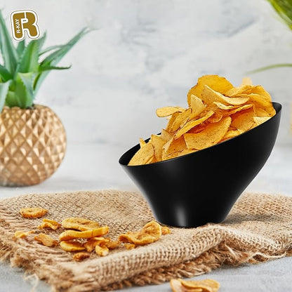 R-kay 6 Pack Angled Candy Bowls - Black Plastic bowls 20 Oz - Premium Plastic Serving Bowls Heavy Duty For Weddings Catering, parties, And All Occasions (Black, Medium)