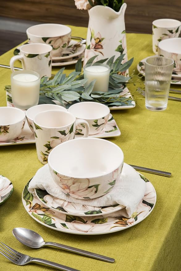 Bico Magnolia Floral Salad Plates Set of 4, 8.75 Inch Ceramic Dessert Plates - Image 6