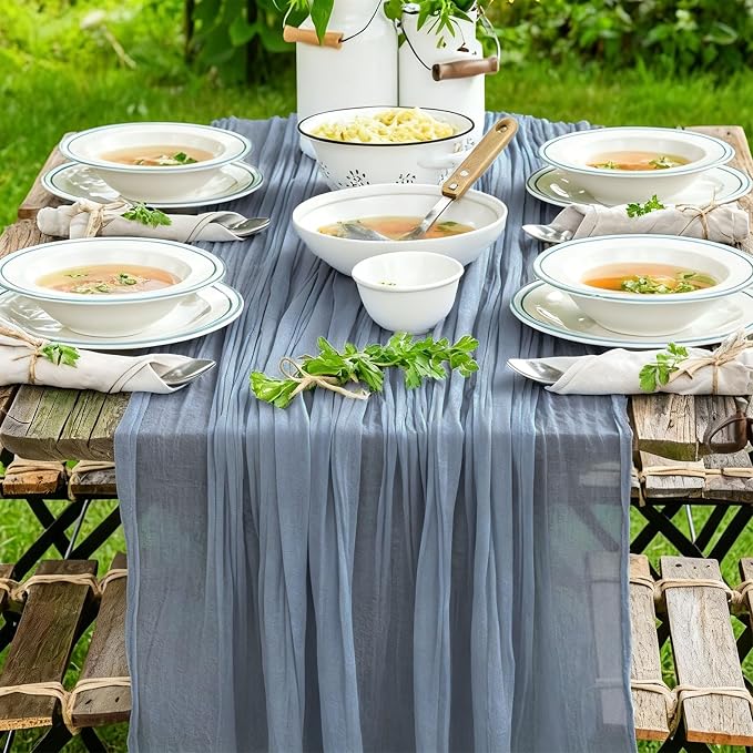 Cheesecloth Table Runner, 120 Inch 10 FT, Dusty Blue | 1 Pack, 35x120 Inches - Image 7