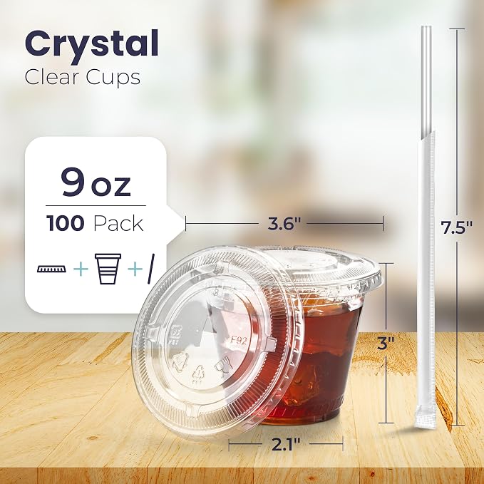 Fit Meal Prep 100 Pack 9 oz Plastic Iced Coffee Cups - Image 2