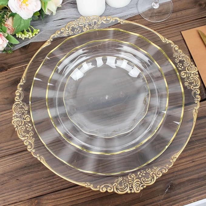 Efavormart 10 Pack | Clear 6" Round Plastic Dessert Salad Plates, Disposable - Image 2
