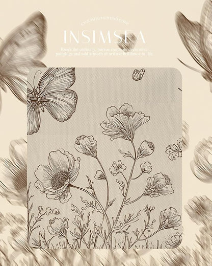 InSimSea Gold Picture Framed Wall Art, Vintage Butterflies Nursery Wall Decor, Neutral Wildflowers Botanical Canvas Print Art, Home Farmhouse Decor, Antique Paintings with Frame 13x16inch