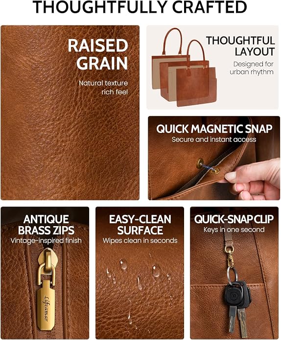 Laptop Tote Bag for Women, Leather Work Tote - Image 7