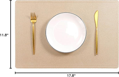 Set of 8 Faux Leather Placemats, PU Table Mats, Waterproof, Stain Resistant, Heat Resistant, Easy to Clean for Kitchen Dining Table,Conference Table