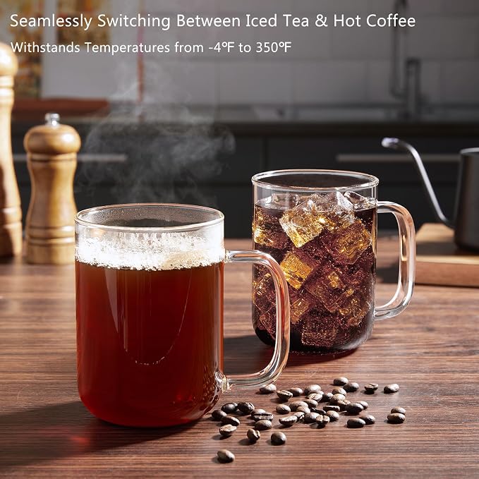 Glass Coffee Mugs, 12 oz iced coffee cups, Glass Mugs - Image 7