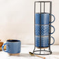 GBhome 12 OZ Stackable Coffee Mugs Set of 4, Ceramic Coffee Cups Set | Coffee by GBhome
