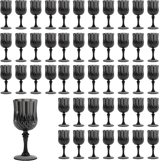7OZ Plastic Wine Glasses, Reusable Vintage Goblets Unbreakable Drinking Glasses by Unknown