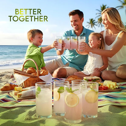 KICHLY Clear Plastic Highball Glasses, BPA Free Tall 16 Oz Tumblers, 8 Pack | - Image 6
