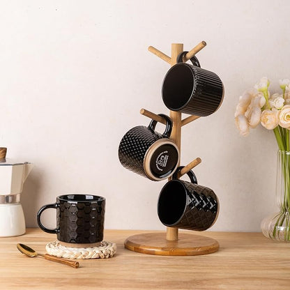 GBhome 6 OZ Stackable Coffee Mugs Set of 4, Ceramic Coffee Cups Set | 4 - Image 8