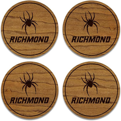 LazerEdge Richmond Spiders Wooden Coaster Set - Cherry Wood - Officially Licensed Product - 4-Pack