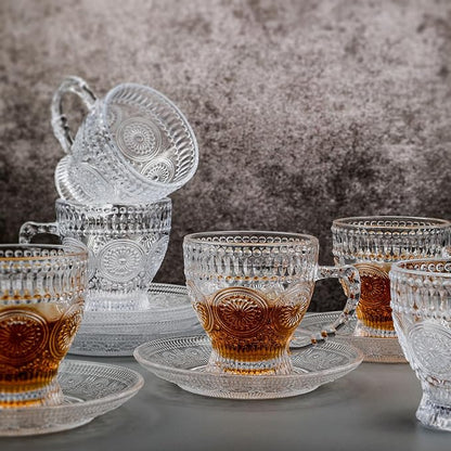 Glass Tea Cups and Saucers Set of 6 - Image 4