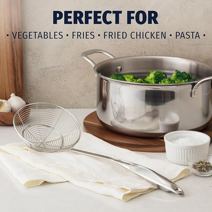 Zulay Kitchen Stainless Steel Skimmer Strainer Ladle | 15” Large Straining Spoon - Image 2