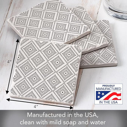 Thirstystone Botanical Farmhouse 4 Pack Tumbled Tile Stone Coasters | 4" Square - Image 3