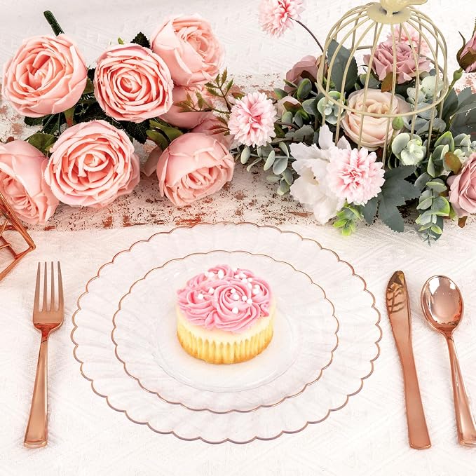 YOUBET 60PCS Rose Gold Plastic Plates - Image 3