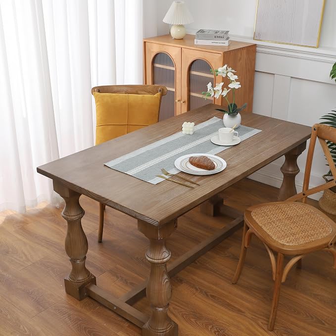 Gernaice Boho Table Runner, Rustic Cotton Linen Farmhouse Table Runners - Image 2