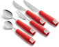Special Supplies Adaptive Utensils 5-Piece Set Non-Weighted, Non-Slip Handles for Hand Tremors, Arthritis, Parkinson’s or Elderly Use - Stainless Steel Knife, Rocker Knife, Fork, Spoons - Red