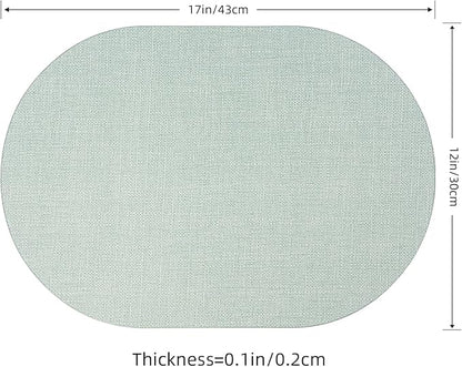 Oval Placemats for Dining Table Set of 2, Washable Leather Table Mats, Waterproof Heat-Resistant Non-Slip Kitchen Placemats, Simple Style Oval Design