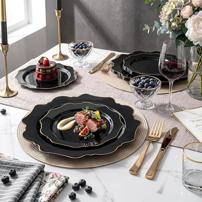50PCS Black and Gold Plates - Image 4
