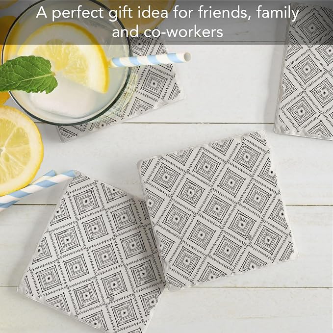 Thirstystone Botanical Farmhouse 4 Pack Tumbled Tile Stone Coasters | 4" Square - Image 4