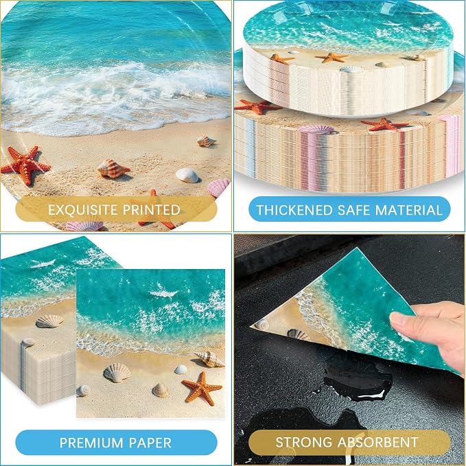 180Pcs Beach Ocean Party Plates and Napkins Set, Serves 60 | Under The Sea - Image 9