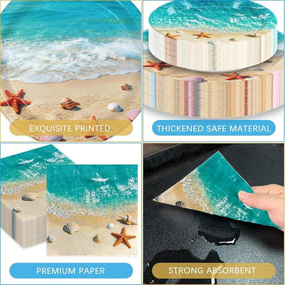 180Pcs Beach Ocean Party Plates and Napkins Set, Serves 60 | Under The Sea - Image 9
