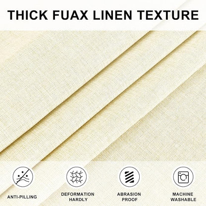 Hiasan Round Linen Tablecloth 50 Inch - Wrinkle and Stain Resistant Washable Polyester Fabric Table Cloth for Dining Room Kitchen Party, Champagne