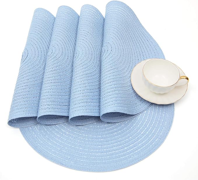 SHACOS Round Braided Placemats Set of 6 Round Table Mats - Image 3