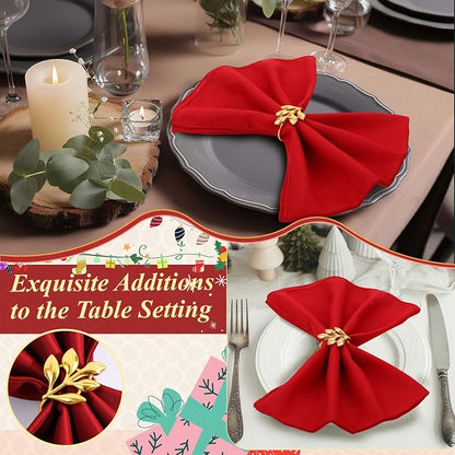 WILLBOND Leaf Napkin Rings Holders Fall Party Napkin Rings - Image 4